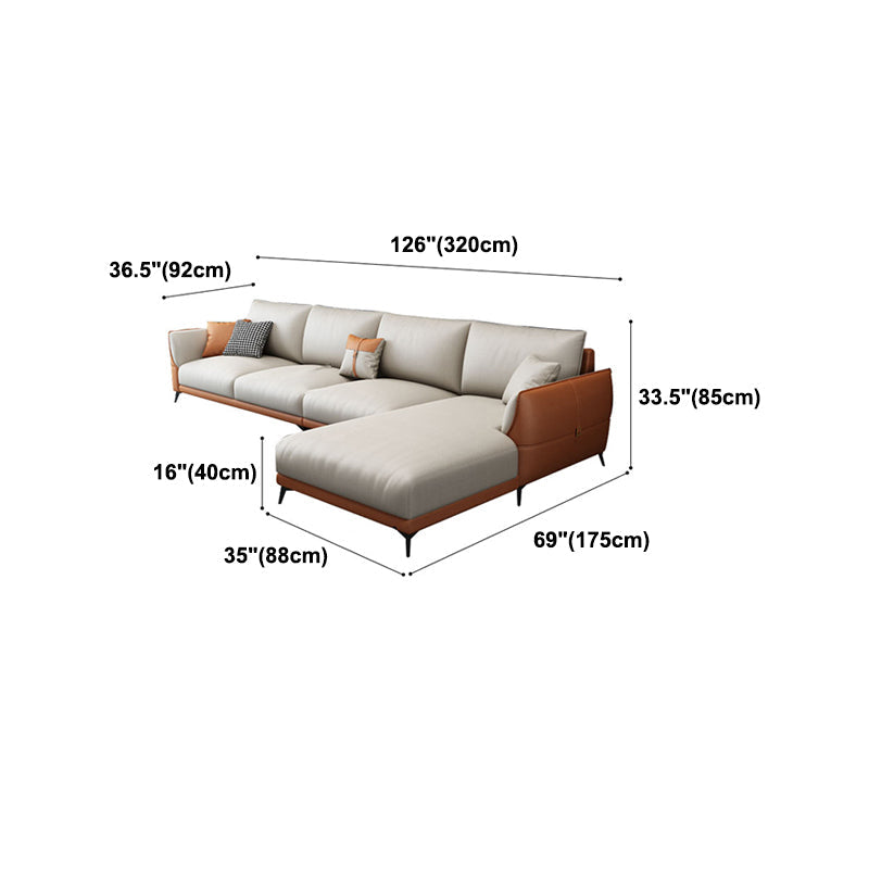 Scandinavian Stationary Faux leather Square Arm Cushion Back Sofa & Chaise