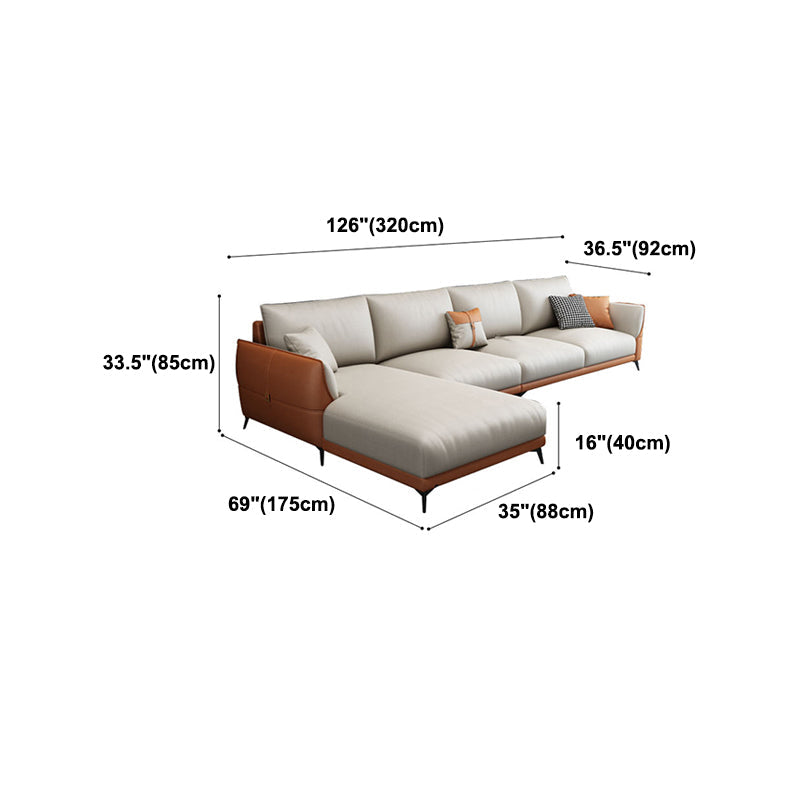 Scandinavian Stationary Faux leather Square Arm Cushion Back Sofa & Chaise