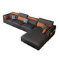 Adjustable Faux Leather Flared Arm Sectional with Storage for Living Room