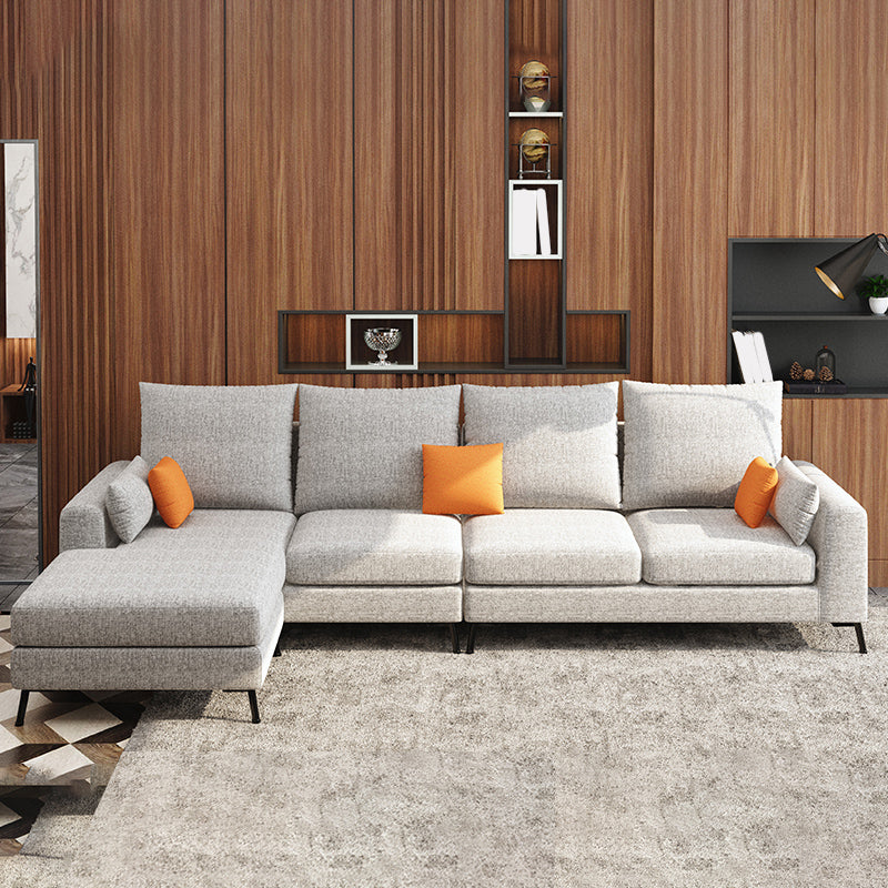 33.46" Tall Modern Linen Sectional/Sofa with Pillowed Back Cushions 113"L x 61"W x 33"H Left Sponge Clearhalo 'furn' 'furn_sectionals' 'Furniture' 'Living Room Furniture' 'Sectionals' 5650905