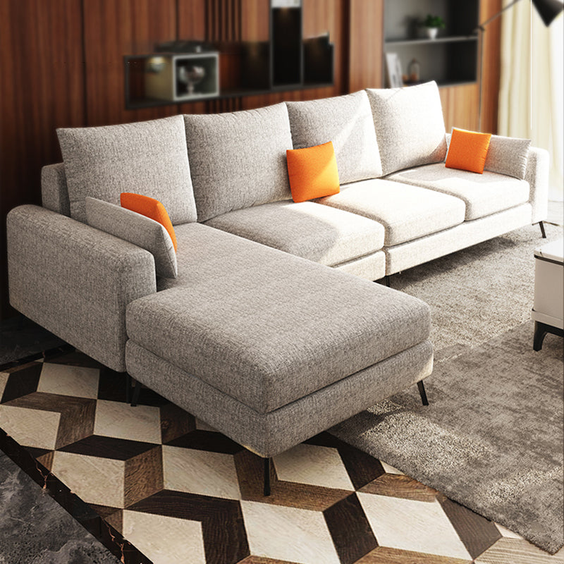 33.46" Tall Modern Linen Sectional/Sofa with Pillowed Back Cushions Clearhalo 'furn' 'furn_sectionals' 'Furniture' 'Living Room Furniture' 'Sectionals' 5650907