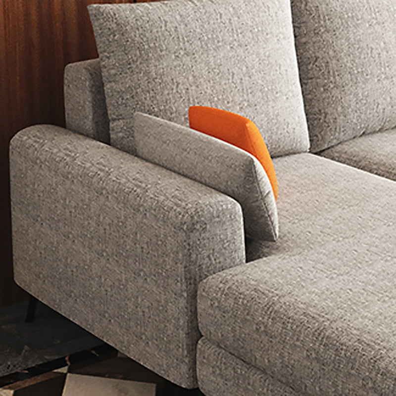 33.46" Tall Modern Linen Sectional/Sofa with Pillowed Back Cushions Clearhalo 'furn' 'furn_sectionals' 'Furniture' 'Living Room Furniture' 'Sectionals' 5650910