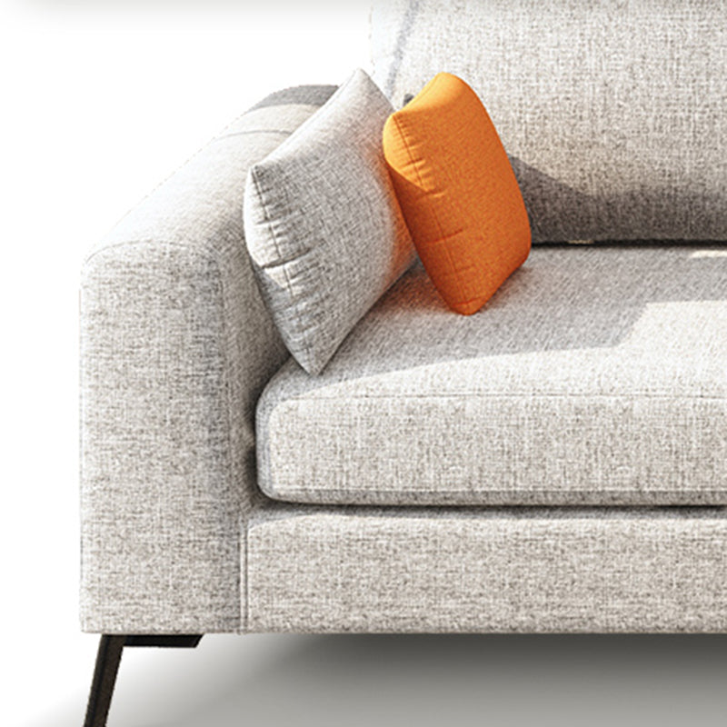 33.46" Tall Modern Linen Sectional/Sofa with Pillowed Back Cushions Clearhalo 'furn' 'furn_sectionals' 'Furniture' 'Living Room Furniture' 'Sectionals' 5650911