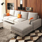 33.46" Tall Modern Linen Sectional/Sofa with Pillowed Back Cushions 113"L x 61"W x 33"H Right Sponge Clearhalo 'furn' 'furn_sectionals' 'Furniture' 'Living Room Furniture' 'Sectionals' 5650917