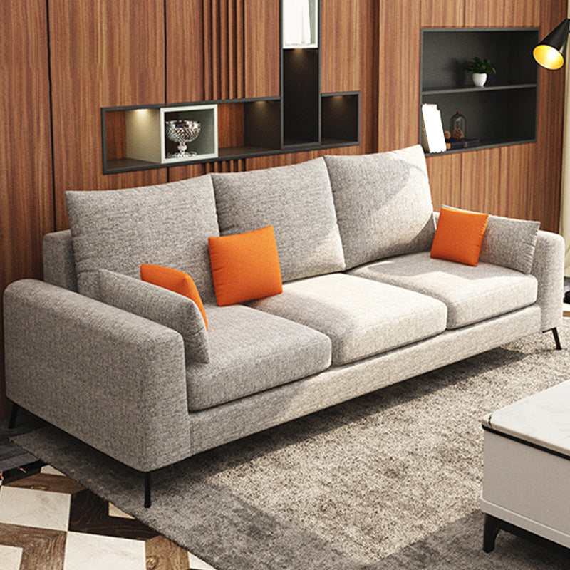 33.46" Tall Modern Linen Sectional/Sofa with Pillowed Back Cushions 87"L x 35"W x 33"H Horizontal Sponge Clearhalo 'furn' 'furn_sectionals' 'Furniture' 'Living Room Furniture' 'Sectionals' 5650919
