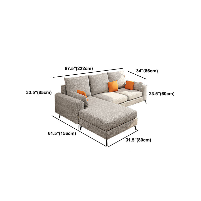 33.46" Tall Modern Linen Sectional/Sofa with Pillowed Back Cushions Clearhalo 'furn' 'furn_sectionals' 'Furniture' 'Living Room Furniture' 'Sectionals' 5650921