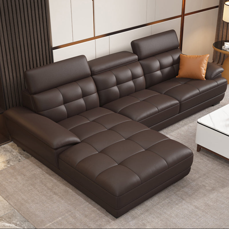 Sofá estacionario de brazo de cuero genuino resistente a las manchas contemporáneos