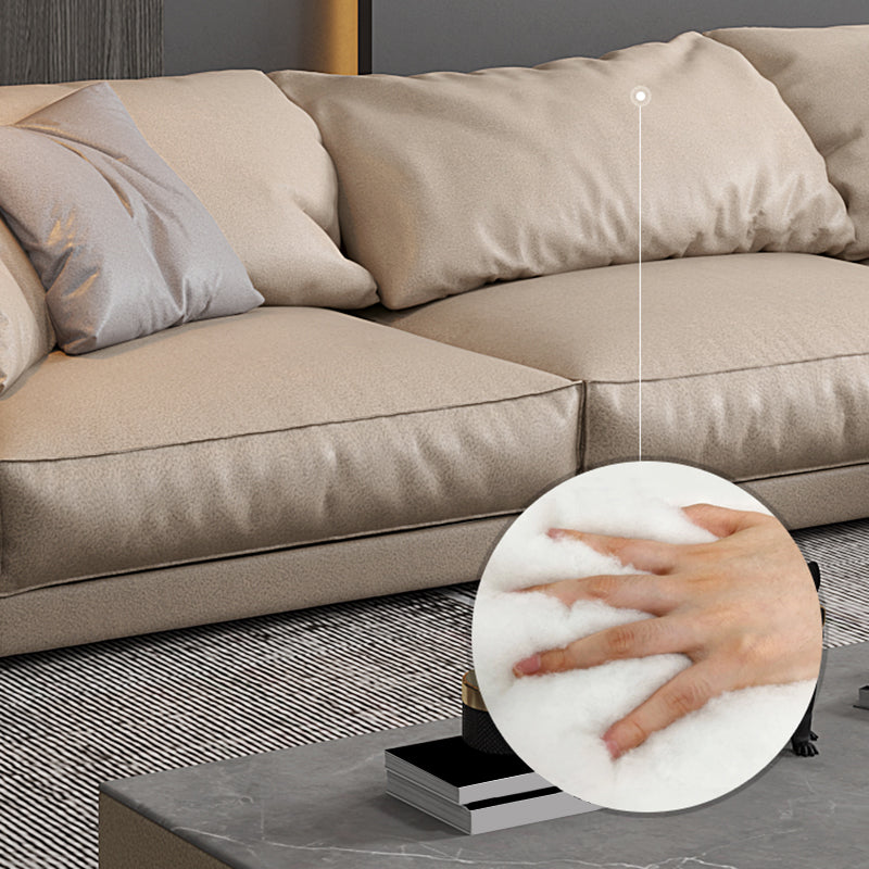 Pillowed Back Cushions Sectional Sofa, Square Arm Sectional Sofa,in Cream22" Clearhalo 'furn' 'furn_sectionals' 'Furniture' 'Living Room Furniture' 'Sectionals' 5650975
