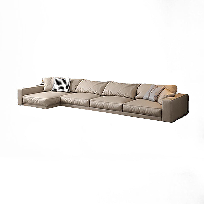 Pillowed Back Cushions Sectional Sofa, Square Arm Sectional Sofa,in Cream22" 146"L x 61"W x 22"H Left Clearhalo 'furn' 'furn_sectionals' 'Furniture' 'Living Room Furniture' 'Sectionals' 5650977