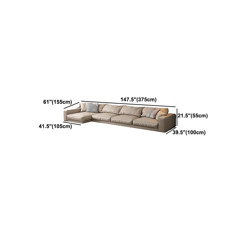 Pillowed Back Cushions Sectional Sofa, Square Arm Sectional Sofa,in Cream22" Clearhalo 'furn' 'furn_sectionals' 'Furniture' 'Living Room Furniture' 'Sectionals' 5650980