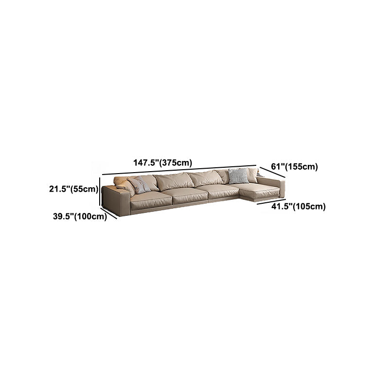 Pillowed Back Cushions Sectional Sofa, Square Arm Sectional Sofa,in Cream22" Clearhalo 'furn' 'furn_sectionals' 'Furniture' 'Living Room Furniture' 'Sectionals' 5650982