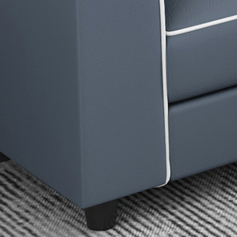 Blue Modern Faux Leather Sectional/Sofa for Living Room, Stain-Resistant