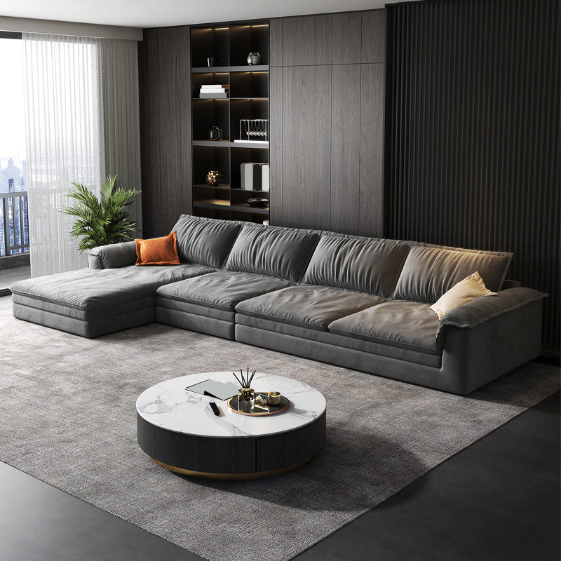 Modern Cushion Back Grey Sectionals 33'"  Pillow Top Arm Sectionals