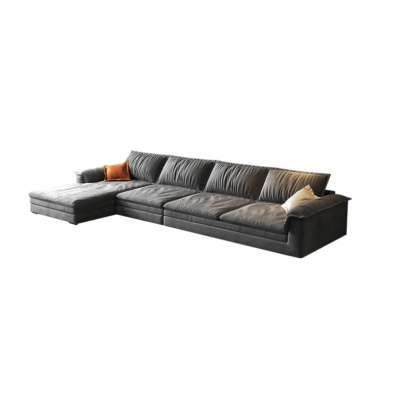 Modern Cushion Back Grey Sectionals 33'"  Pillow Top Arm Sectionals
