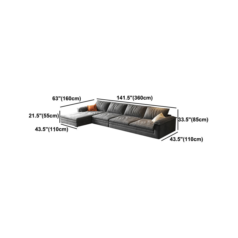 Modern Cushion Back Grey Sectionals 33'"  Pillow Top Arm Sectionals