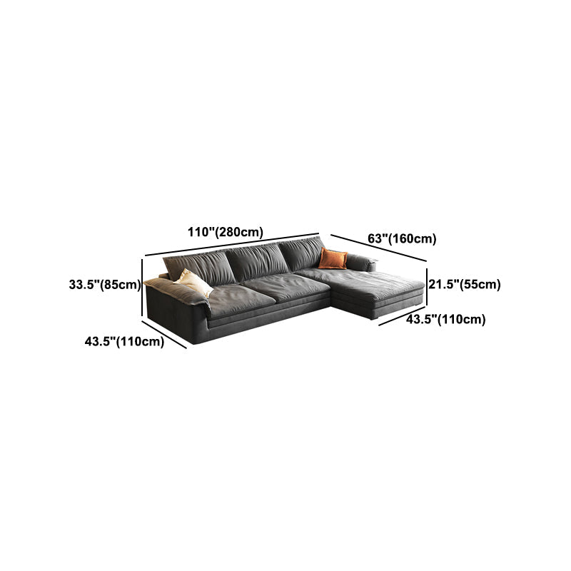 Modern Cushion Back Grey Sectionals 33'"  Pillow Top Arm Sectionals