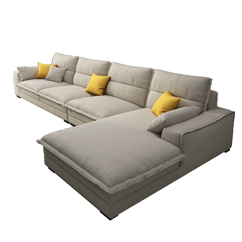 Divano sezionale di lino a forma di divano sezionale stazionario, cuscini posteriori