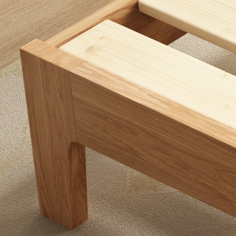 Marco de cama de madera maciza escandinava cama de perfil bajo con patas de madera