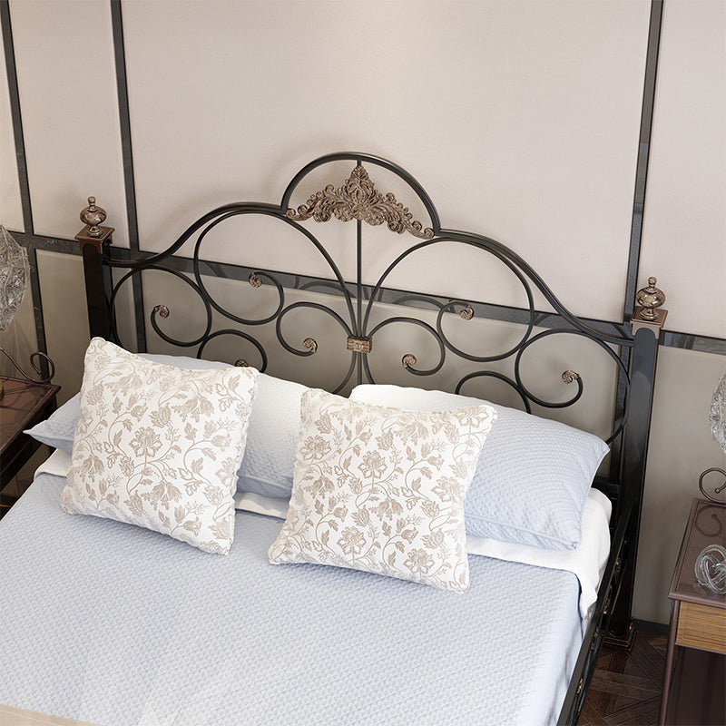 Industrial Bed with Headboard Standard Profile Bed with Metal Legs