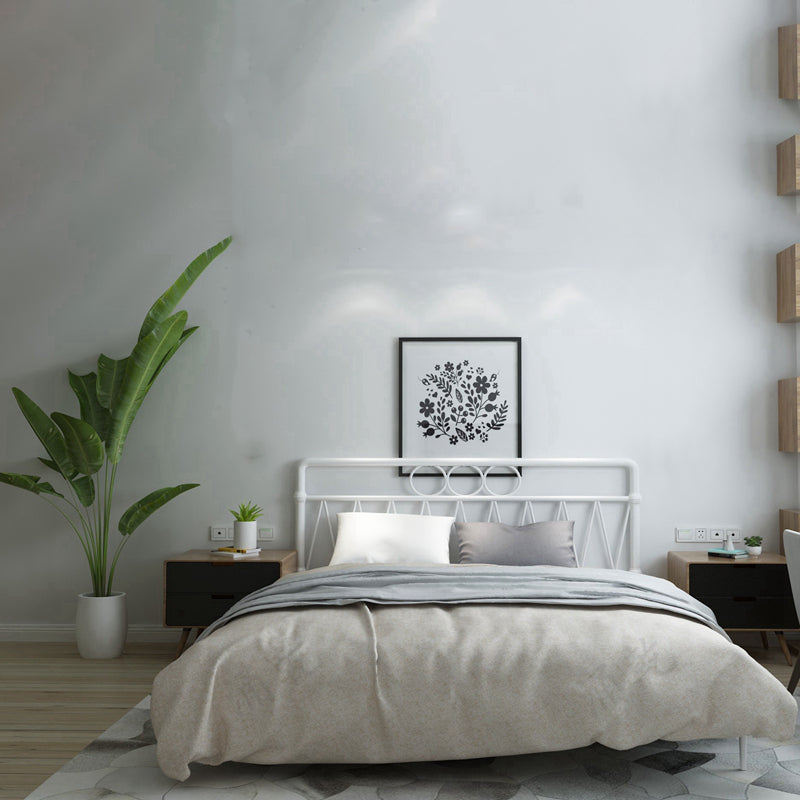 43.3" Tall Bed with Headboard Low Profile Bed with Metal Legs White Clearhalo 'Bedroom Furniture' 'Beds' 'furn' 'furn_beds' 'Furniture' 5651217