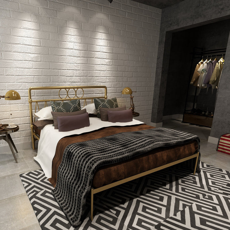 43.3" Tall Bed with Headboard Low Profile Bed with Metal Legs Queen Gold Clearhalo 'Bedroom Furniture' 'Beds' 'furn' 'furn_beds' 'Furniture' 5651220