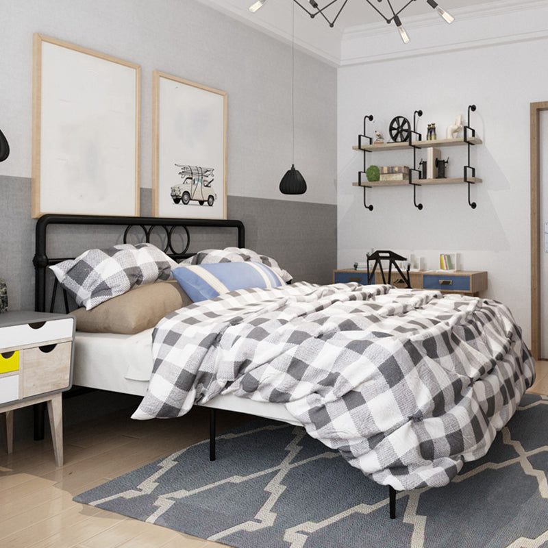 43.3" Tall Bed with Headboard Low Profile Bed with Metal Legs Full Black Clearhalo 'Bedroom Furniture' 'Beds' 'furn' 'furn_beds' 'Furniture' 5651223