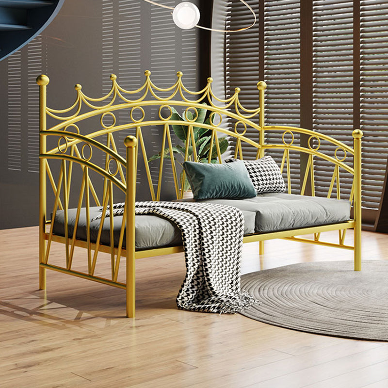 Glam Metal DayBed with Headboard 45.27" Tall Crown Themed Bed