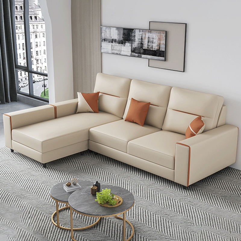 Cushion Back Faux Leather Sectional Sofa 35.43" Tall Sectional  Sofa