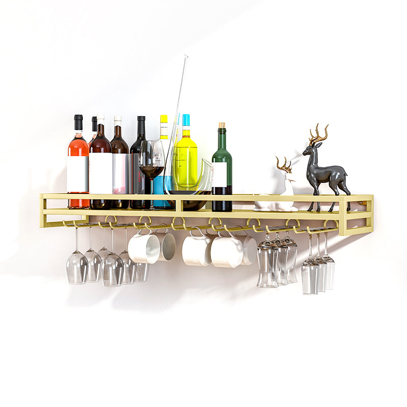 Modern Metal Wall Mounted Wine Holds up to 36 Bottles Wine Racks 31.5"L x 8"W x 3"H Gold 1 Piece Clearhalo 'furn' 'furn_wine_racks' 'Furniture' 'Kitchen & Dining Furniture' 'Wine Racks' 'wine_racks' 5651692