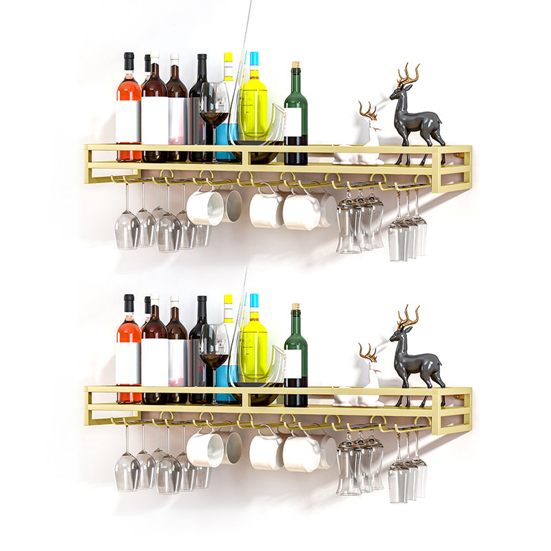 Modern Metal Wall Mounted Wine Holds up to 36 Bottles Wine Racks 31.5"L x 8"W x 3"H Gold 2 Piece Set Clearhalo 'furn' 'furn_wine_racks' 'Furniture' 'Kitchen & Dining Furniture' 'Wine Racks' 'wine_racks' 5651694