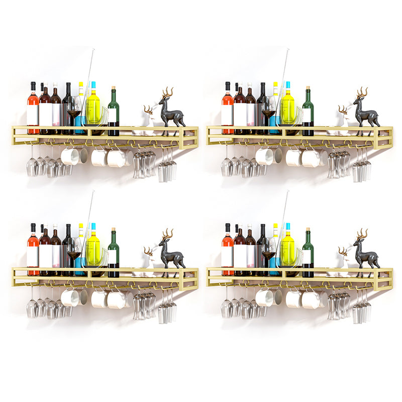 Modern Metal Wall Mounted Wine Holds up to 36 Bottles Wine Racks 31.5"L x 8"W x 3"H Gold 4 Piece Set Clearhalo 'furn' 'furn_wine_racks' 'Furniture' 'Kitchen & Dining Furniture' 'Wine Racks' 'wine_racks' 5651696