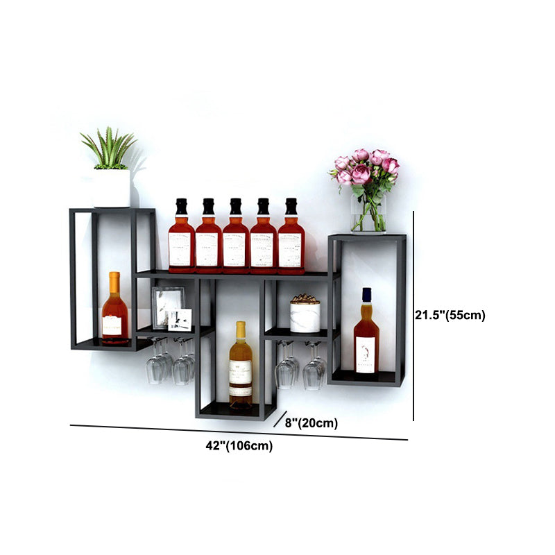 Portabottiglie per vino in bottiglia montata a parete industriale in nero anticato