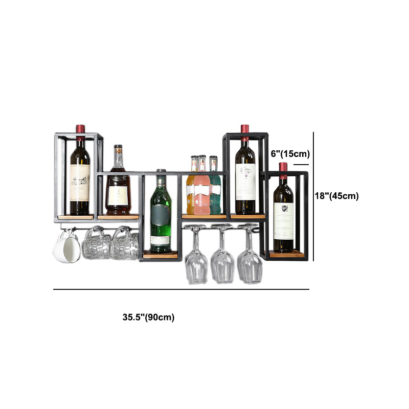 Portabottiglie per vino in bottiglia montata a parete industriale in nero anticato