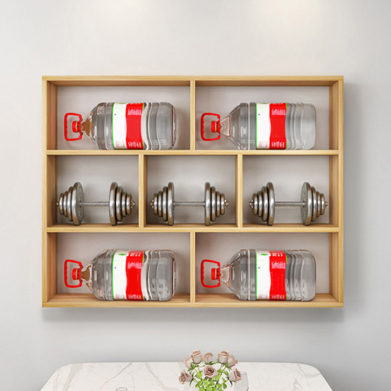 製造された木材モダンボトルワインラックウォールマウントワインラックボトル付き棚付き