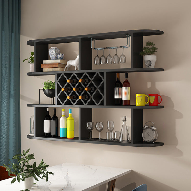 Wine Holder Rack Modern Wall Mounted Manufactured Wood for Kitchen