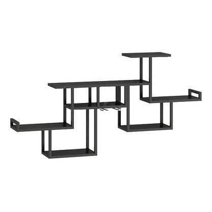 Botella de vino montada en la pared de metal y rejilla de vinos moderna con estante