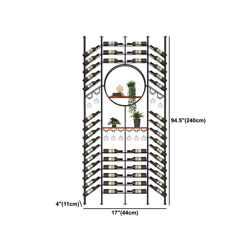 Iron Floor Wine Bottle & Glass Rack Black Industrial Wine Rack with Stemware Holder Clearhalo 'furn' 'furn_wine_racks' 'Furniture' 'Kitchen & Dining Furniture' 'Wine Racks' 'wine_racks' 5651823