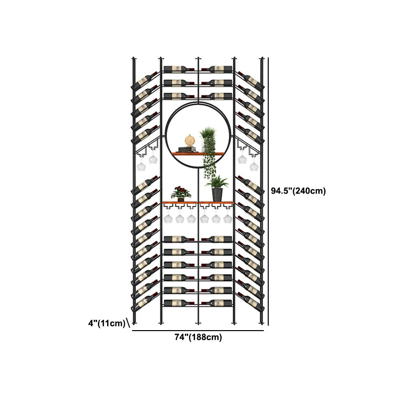 Iron Floor Wine Bottle & Glass Rack Black Industrial Wine Rack with Stemware Holder Clearhalo 'furn' 'furn_wine_racks' 'Furniture' 'Kitchen & Dining Furniture' 'Wine Racks' 'wine_racks' 5651824