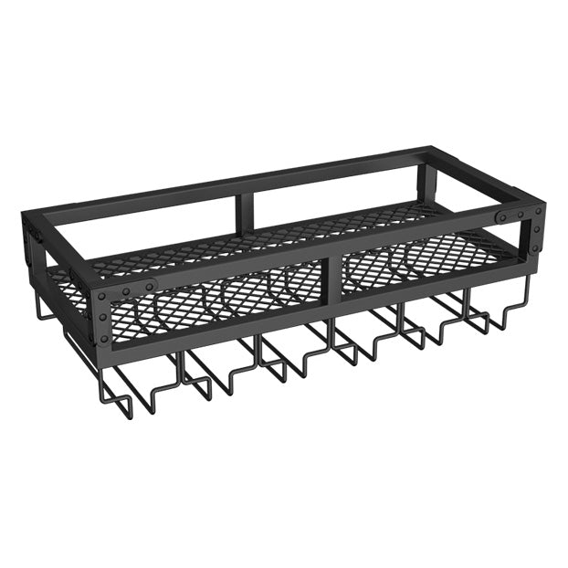Metal Modern Wine Holder Rack Wall Mounted Wine Bottle & Glass Rack with Stemware Holder 24"L x 10"W x 5.5"H Black Clearhalo 'furn' 'furn_wine_racks' 'Furniture' 'Kitchen & Dining Furniture' 'Wine Racks' 'wine_racks' 5651827