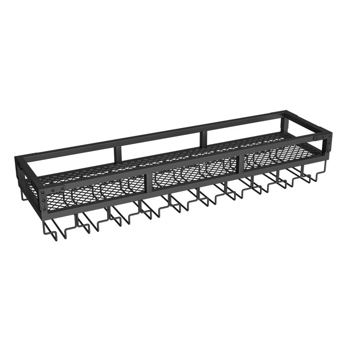 Metal Modern Wine Holder Rack Wall Mounted Wine Bottle & Glass Rack with Stemware Holder 39"L x 10"W x 5.5"H Black Clearhalo 'furn' 'furn_wine_racks' 'Furniture' 'Kitchen & Dining Furniture' 'Wine Racks' 'wine_racks' 5651835