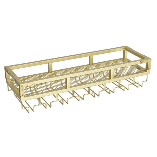 Metal Modern Wine Holder Rack Wall Mounted Wine Bottle & Glass Rack with Stemware Holder 31.5"L x 10"W x 5.5"H Gold Clearhalo 'furn' 'furn_wine_racks' 'Furniture' 'Kitchen & Dining Furniture' 'Wine Racks' 'wine_racks' 5651843
