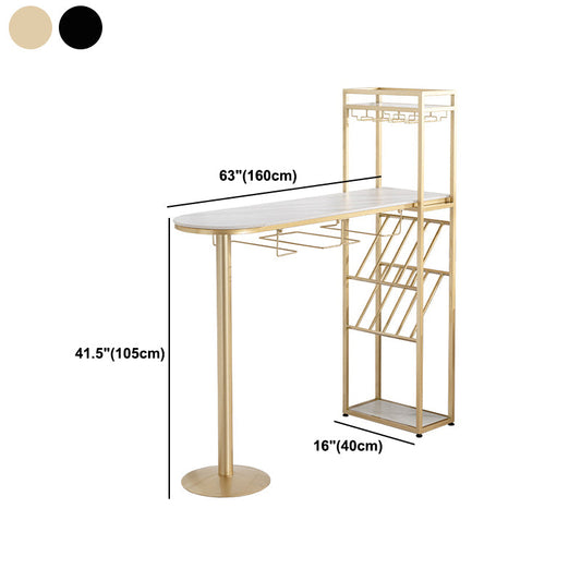 Tavolo da bistrot top di pietra rettangolare tavolo da pub glam con conservazione del vino