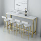 Glossy White Marble Top Bar Table Glam Pub Table with Metal Frame 70.9"L x 15.7"W x 41.3"H Gold Without Chairs Clearhalo 'Bar Furniture' 'Bar Tables' 'bar_tables' 'furn' 'furn_bar_tables' 'Furniture' 'Kitchen & Dining Furniture' 5651910