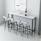 Glossy White Marble Top Bar Table Glam Pub Table with Metal Frame 70.9"L x 15.7"W x 41.3"H Black Without Chairs Clearhalo 'Bar Furniture' 'Bar Tables' 'bar_tables' 'furn' 'furn_bar_tables' 'Furniture' 'Kitchen & Dining Furniture' 5651911