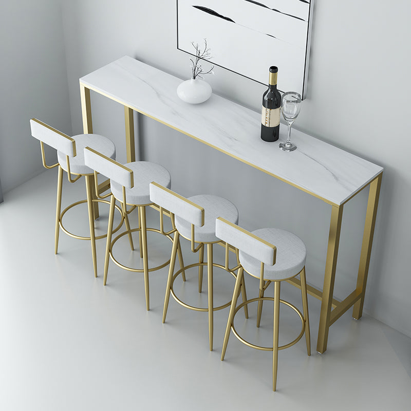 Glossy White Marble Top Bar Table Glam Pub Table with Metal Frame Gold Without Chairs Clearhalo 'Bar Furniture' 'Bar Tables' 'bar_tables' 'furn' 'furn_bar_tables' 'Furniture' 'Kitchen & Dining Furniture' 5651912