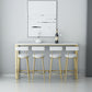 Glossy White Marble Top Bar Table Glam Pub Table with Metal Frame 63"L x 15.7"W x 41.3"H Gold Without Chairs Clearhalo 'Bar Furniture' 'Bar Tables' 'bar_tables' 'furn' 'furn_bar_tables' 'Furniture' 'Kitchen & Dining Furniture' 5651913