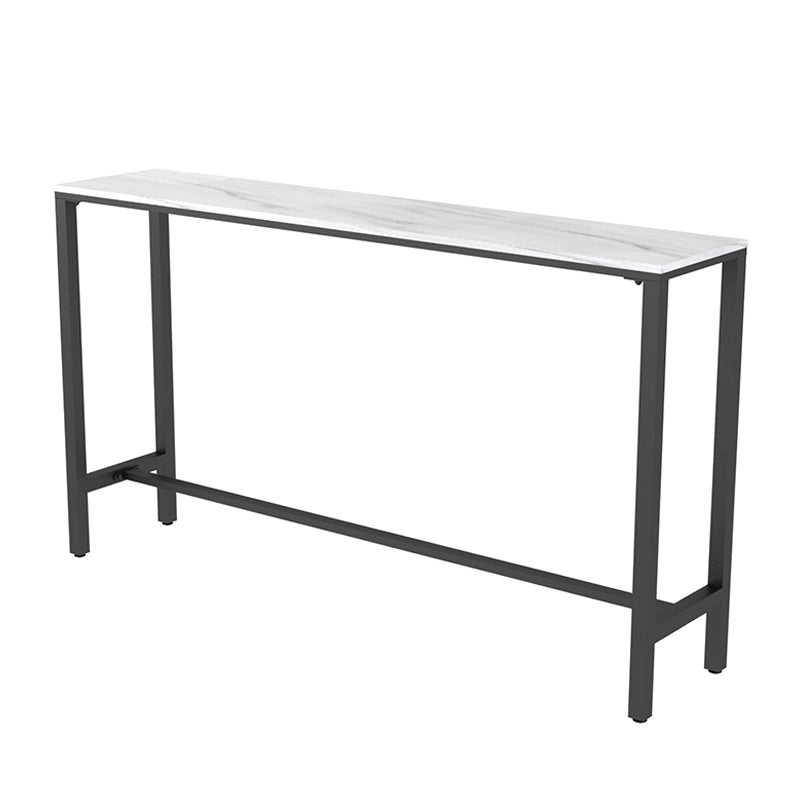 Glossy White Marble Top Bar Table Glam Pub Table with Metal Frame Black Without Chairs Clearhalo 'Bar Furniture' 'Bar Tables' 'bar_tables' 'furn' 'furn_bar_tables' 'Furniture' 'Kitchen & Dining Furniture' 5651914