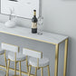 Glossy White Marble Top Bar Table Glam Pub Table with Metal Frame Clearhalo 'Bar Furniture' 'Bar Tables' 'bar_tables' 'furn' 'furn_bar_tables' 'Furniture' 'Kitchen & Dining Furniture' 5651915
