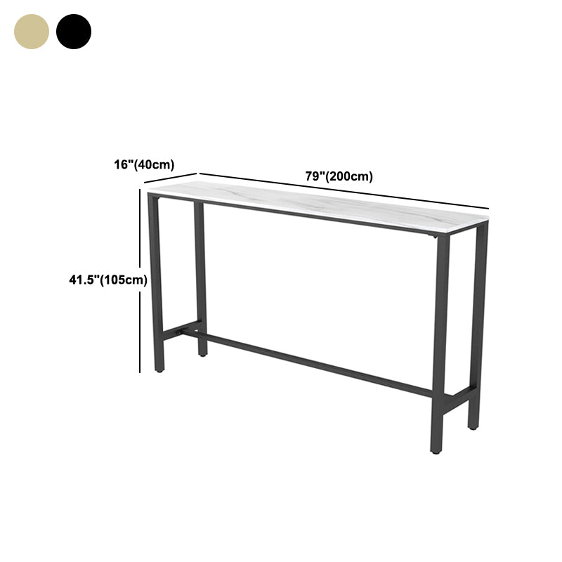 Glossy White Marble Top Bar Table Glam Pub Table with Metal Frame Clearhalo 'Bar Furniture' 'Bar Tables' 'bar_tables' 'furn' 'furn_bar_tables' 'Furniture' 'Kitchen & Dining Furniture' 5651923