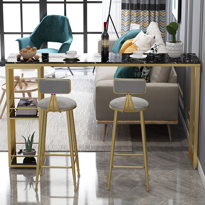 Rectangular Artificial Marble Pub Table Luxurious Bistro Table with Double Pedestal 70.9"L x 15.7"W x 41.3"H Black Without Chairs Clearhalo 'Bar Furniture' 'Bar Tables' 'bar_tables' 'furn' 'furn_bar_tables' 'Furniture' 'Kitchen & Dining Furniture' 5651996